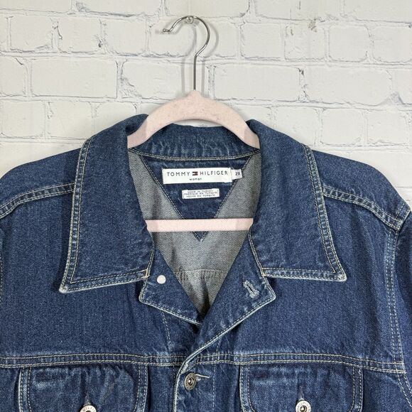 Tommy Hilfiger Trucker Jean Jacket Women Plus 2X Denim Cotton Western Cowboy - Picture 4 of 11